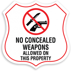 No Concealed Weapons Allowed on Property Sign