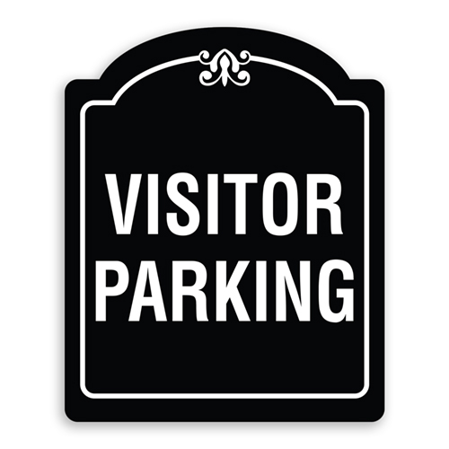 Visitor Parking Sign Oblong Shaped with Border and Decoration