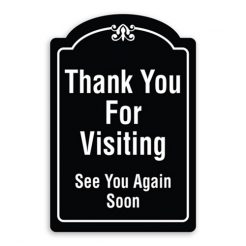 Thank You For Visiting See You Again Soon Sign Oblong Shaped with Border and Decoration