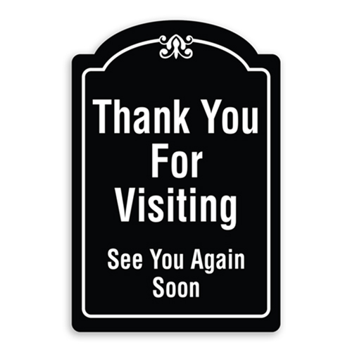 Thank You For Visiting See You Again Soon Sign Oblong Shaped with Border and Decoration