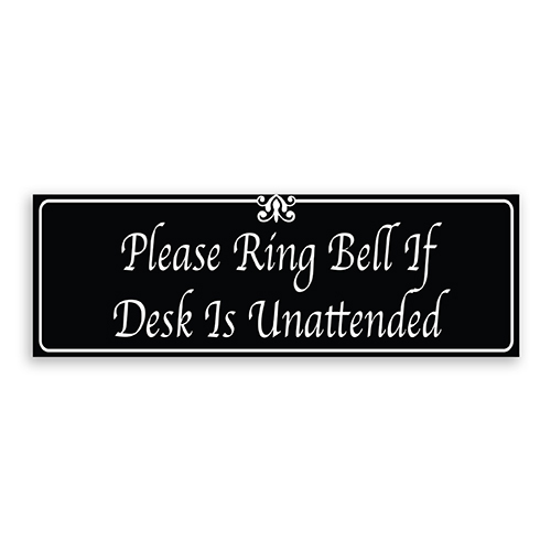 Please Ring Bell if Desk is Unattended Sign with Fancy Font, Border and Decoration