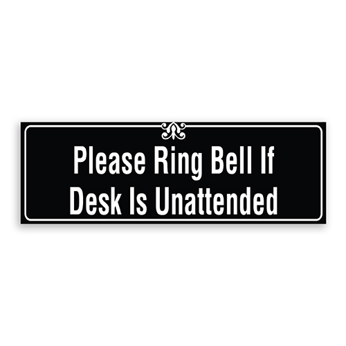 Please Ring Bell if Desk is Unattended Sign with Border and Decoration