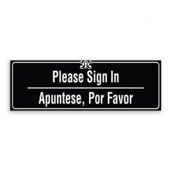 Please Sign In Sign with Border and Decoration - English and Spanish