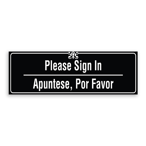Please Sign In Sign with Border and Decoration - English and Spanish